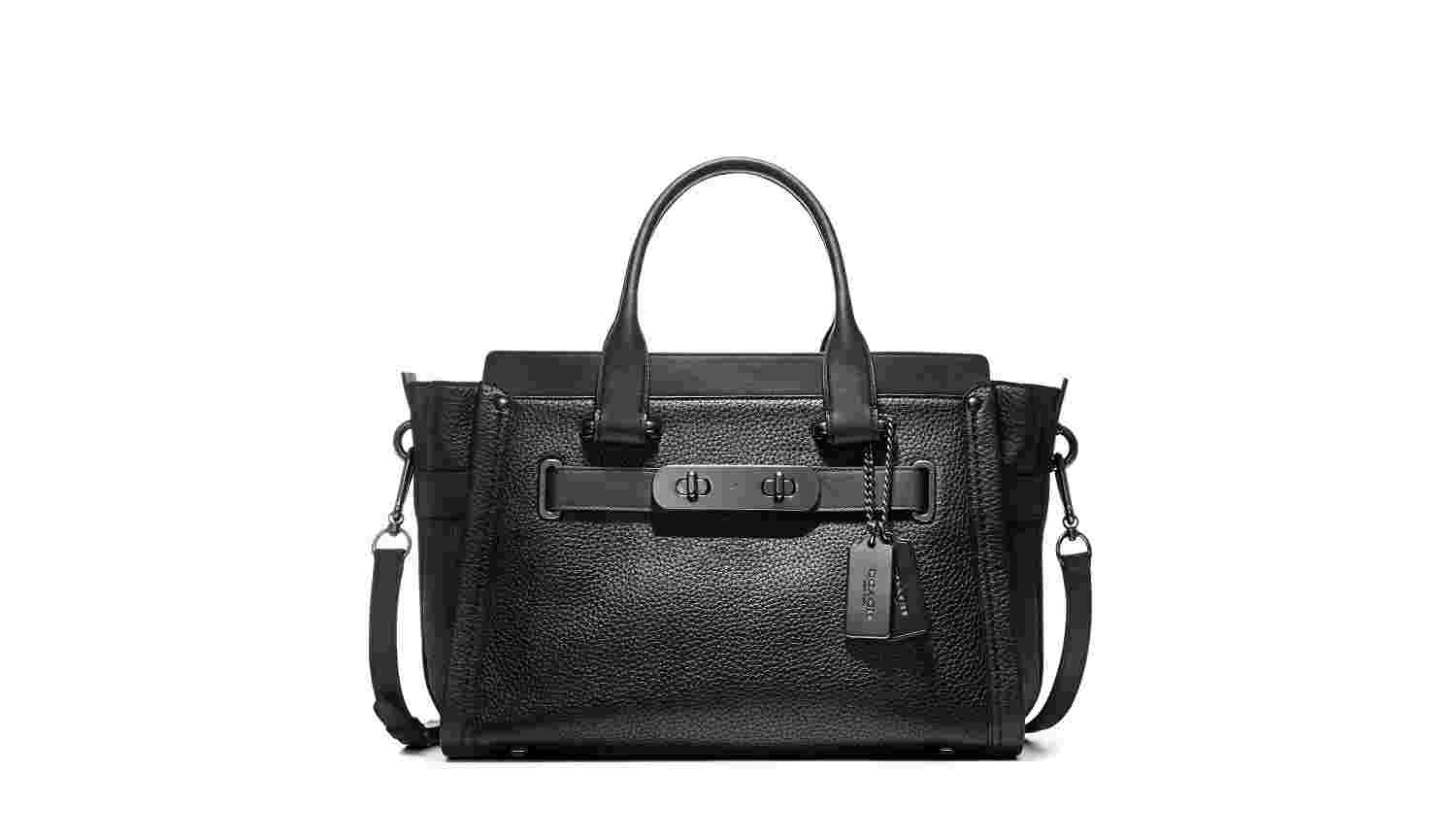 Pebbled Leather Coach Swagger Carryall